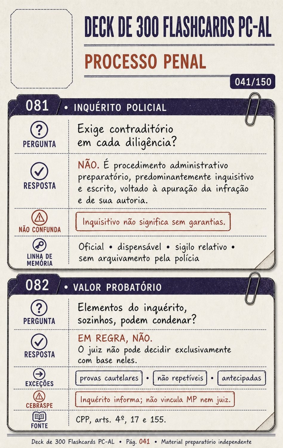 Flashcard real de revisão PC-AL